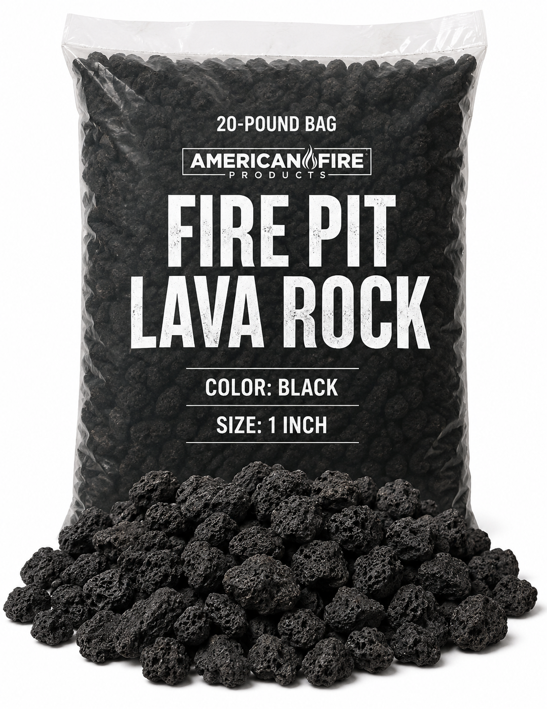 Black Lava Rock for Fire Pits – 1-Inch, 20 lb Bag
