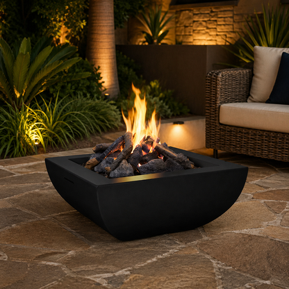 Bordeaux Square Fire Bowl w/ FireStarter Ignition