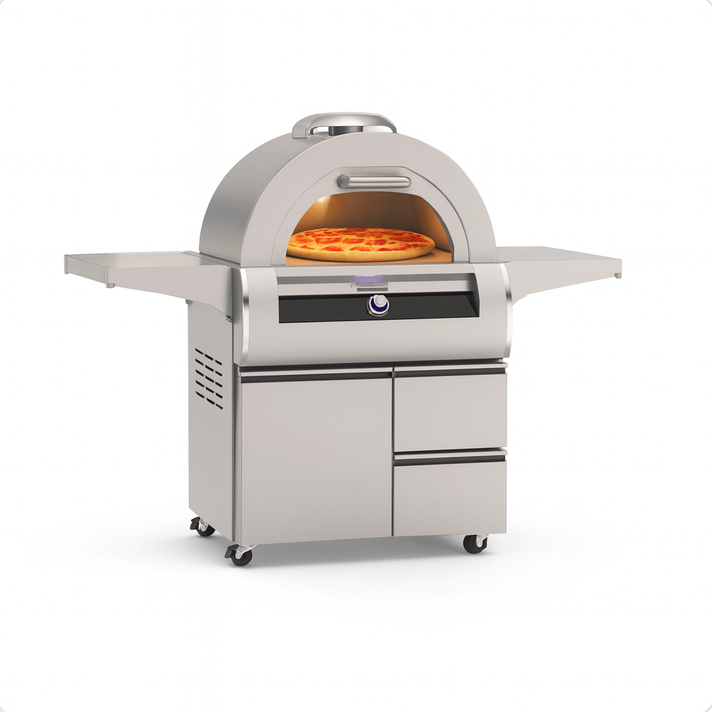 Fire Magic Echelon Diamond Black Glass Freestanding Natural Gas Pizza Oven w/ Integrate Smart Technology