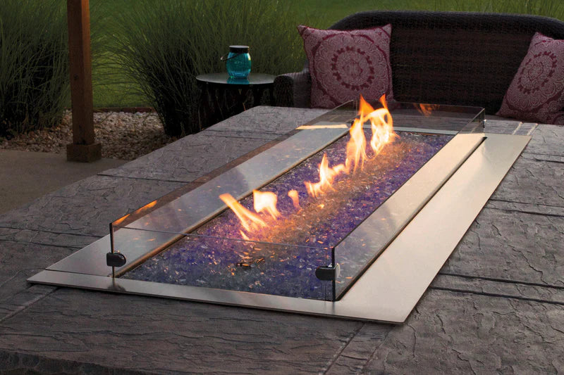 Empire Carol Rose 60-inch Natural Gas Outdoor Linear Fire Pit Kit W/Manual Electronic Ignition & Led Light System - OL60TP18