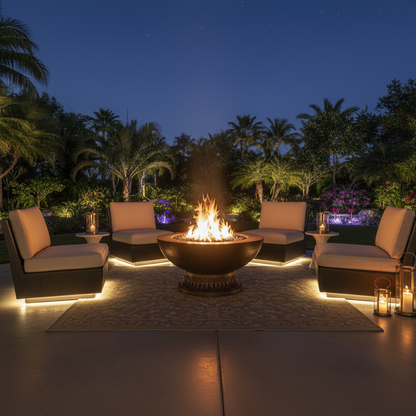 48" Premium Fire Bowl w/ FireStarter Ignition – Outdoor Concrete Fire Pit