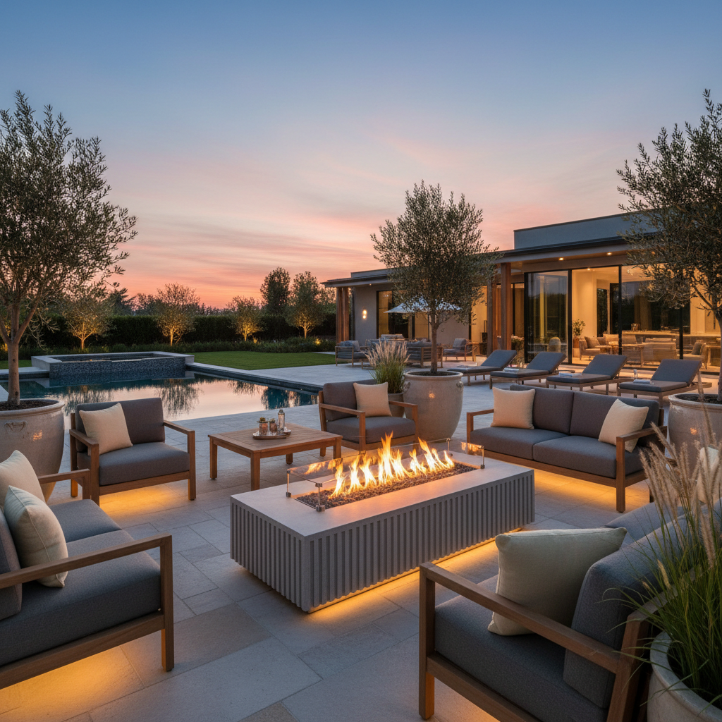 Louvre Rectangle Fire Pit w/ FireStarter